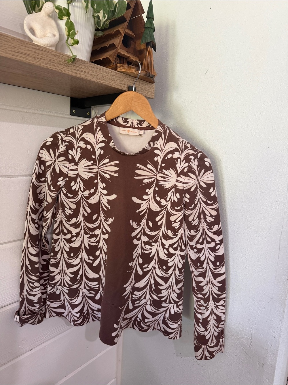 Tory Burch Brown Jacket with Cream Floral Motif